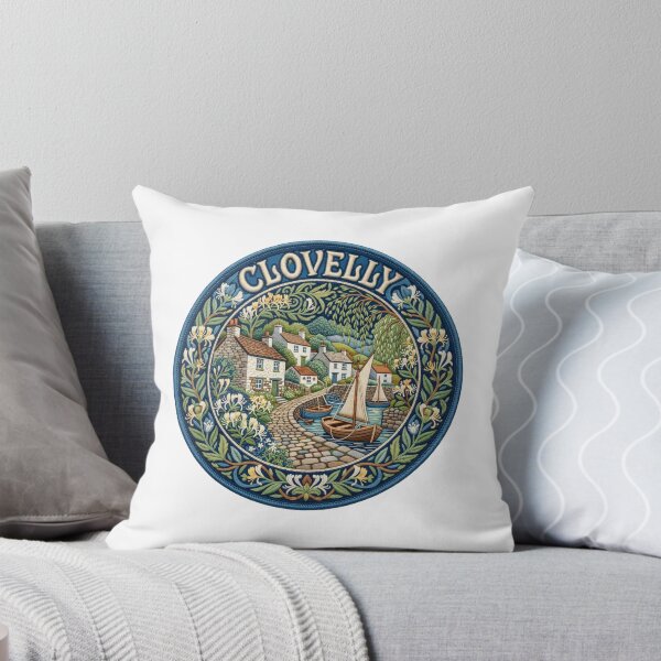 Item preview, Clovelly England Devon Fishing Village Embroidered Patch Sticker designed and sold by Imaginarium of Chaos falcon88 .