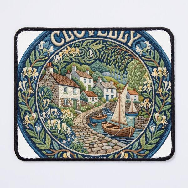 Item preview, Clovelly England Devon Fishing Village Embroidered Patch Sticker designed and sold by Imaginarium of Chaos falcon88 .