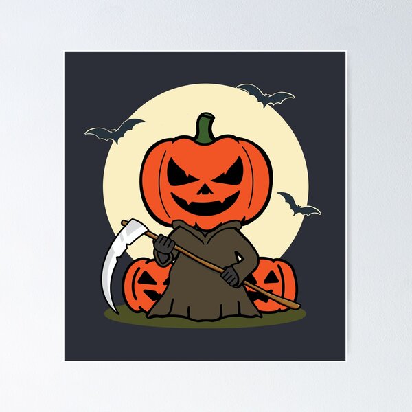 Item preview, Halloween Pumpkin Grim Reaper designed and sold by SpaceAlienTees.