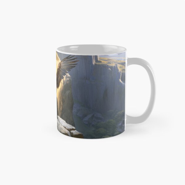 Item preview, A fierce Griffin perched atop towering cliffs overlooking a vast kingdom, Fantasy & Mythological Creatures designed and sold by CDC40.