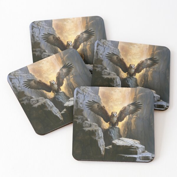 Item preview, A fierce Griffin perched atop towering cliffs overlooking a vast kingdom, Fantasy & Mythological Creatures designed and sold by CDC40.