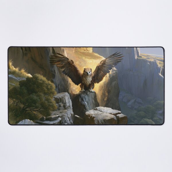 Item preview, A fierce Griffin perched atop towering cliffs overlooking a vast kingdom, Fantasy & Mythological Creatures designed and sold by CDC40.