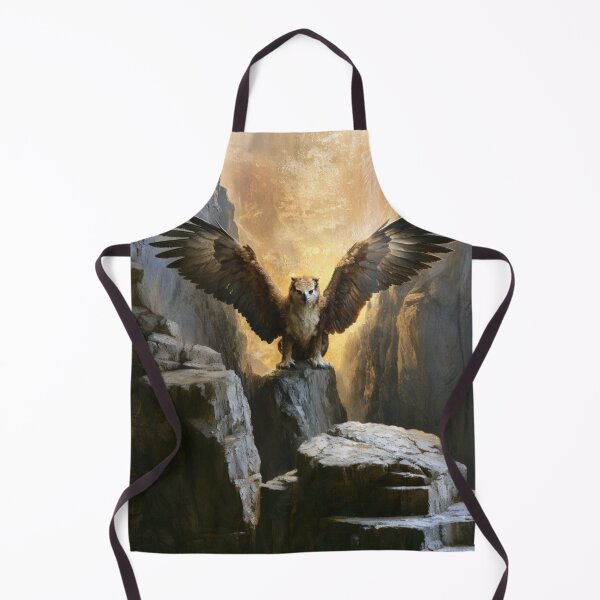 Item preview, A fierce Griffin perched atop towering cliffs overlooking a vast kingdom, Fantasy & Mythological Creatures designed and sold by CDC40.