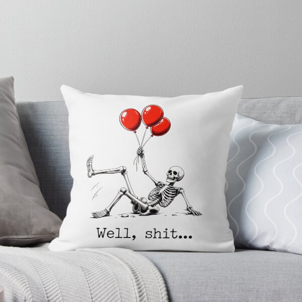 Item preview, well shit funny skeleton flying with red balloons designed and sold by SketchDrSketch.