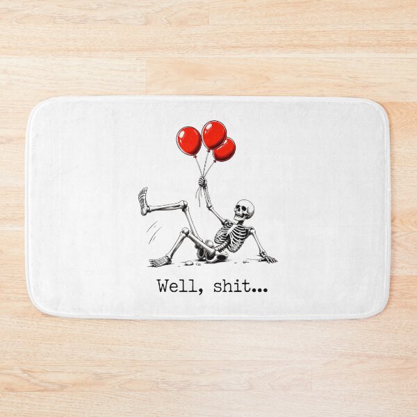 Item preview, well shit funny skeleton flying with red balloons designed and sold by SketchDrSketch.