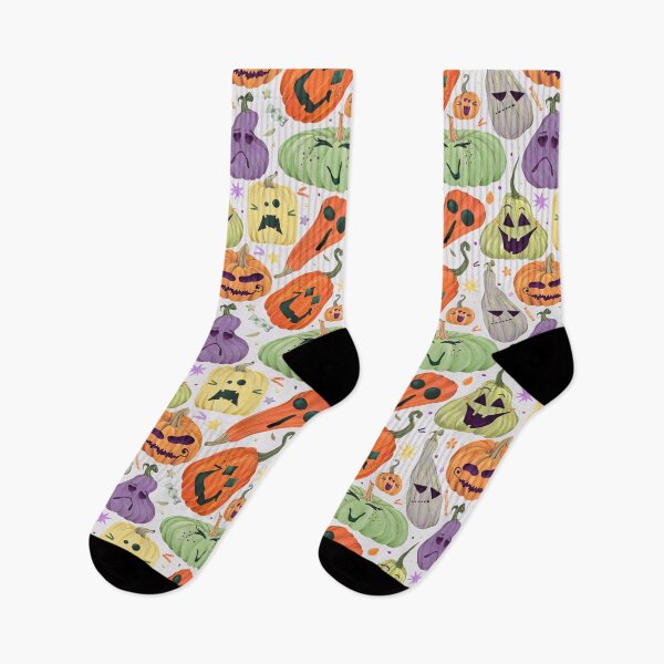 Item preview, Funny Colorful Pumpkin Faces Halloween Pattern designed and sold by Sagi Jane Art.