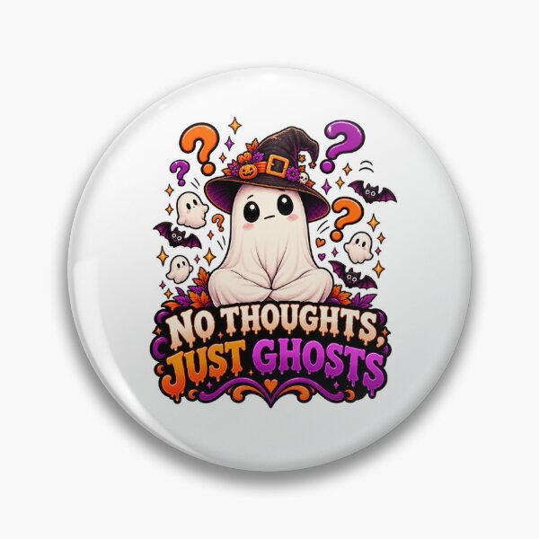 Item preview, No Thoughts Just Ghosts Halloween Design, Cute Ghost Witch, Funny Spooky Halloween designed and sold by Pixanova.