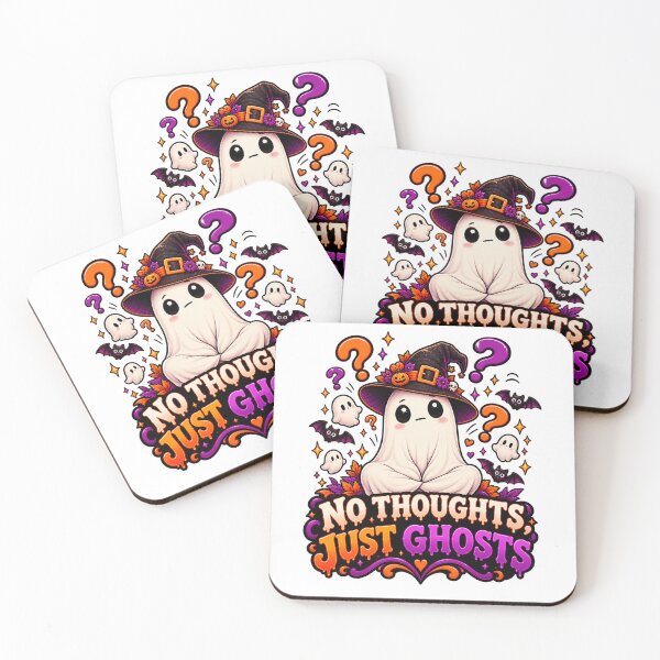 Item preview, No Thoughts Just Ghosts Halloween Design, Cute Ghost Witch, Funny Spooky Halloween designed and sold by Pixanova.
