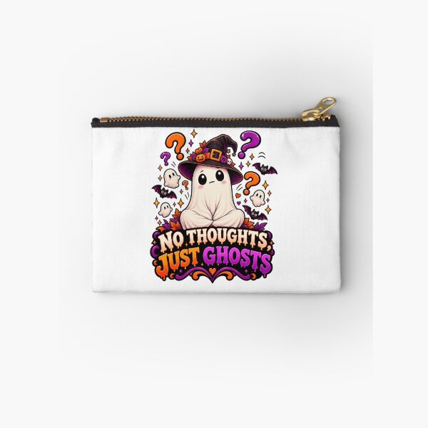 Item preview, No Thoughts Just Ghosts Halloween Design, Cute Ghost Witch, Funny Spooky Halloween designed and sold by Pixanova.