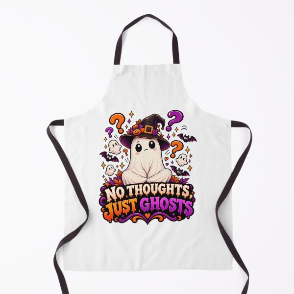 Item preview, No Thoughts Just Ghosts Halloween Design, Cute Ghost Witch, Funny Spooky Halloween designed and sold by Pixanova.