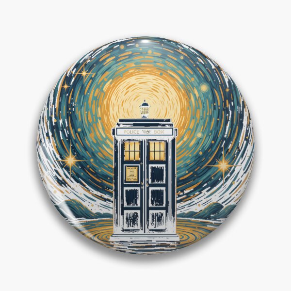 Item preview, Tardis and Starry Night Inspired Van Gogh Artwork Design designed and sold by SpartanUce.