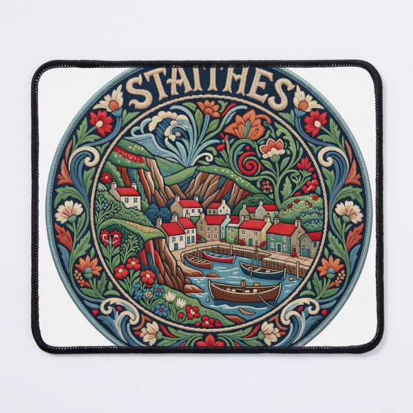 Item preview, Staithes England Yorkshire Coast Fishing Village Embroidered Patch Sticker designed and sold by Imaginarium of Chaos falcon88 .