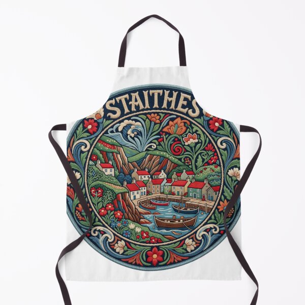Item preview, Staithes England Yorkshire Coast Fishing Village Embroidered Patch Sticker designed and sold by Imaginarium of Chaos falcon88 .