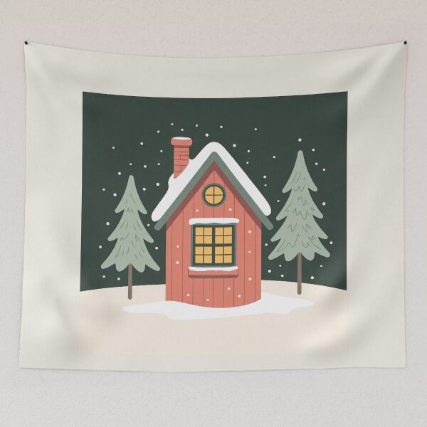 Item preview, Cozy Hygge Winter Cabin in Snow  designed and sold by TrendMorphic.