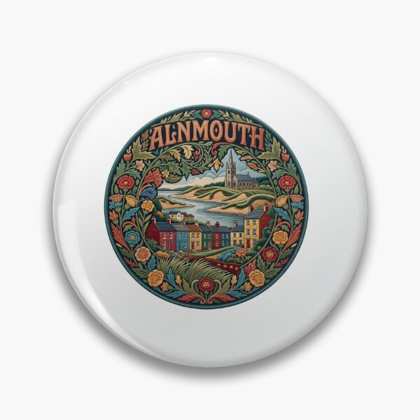 Item preview, Alnmouth England Northumberland Seaside Village Embroidered Patch Sticker designed and sold by Imaginarium of Chaos falcon88 .