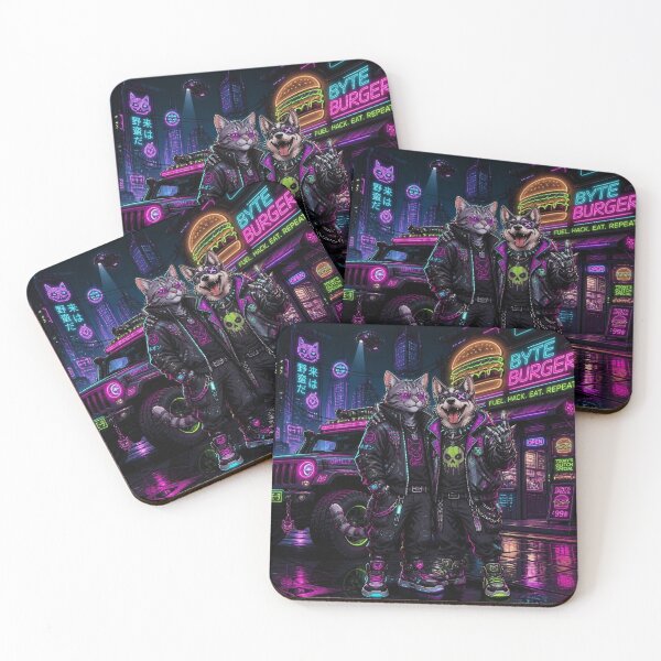 Item preview, Cyberpunk Cat and Husky Tactical Techwear Frame Graphic designed and sold by LazyDayzCo.