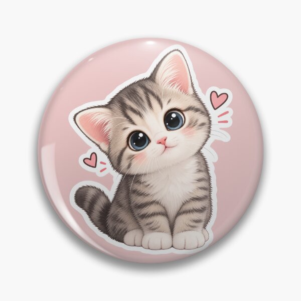 Item preview, cute tabby kitten with hearts sticker  designed and sold by manjuu55.