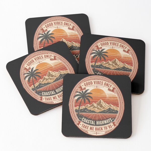 Item preview, Vintage 80s Coastal Highways Good Vibes Retro Badge designed and sold by RetroWaveDesign.