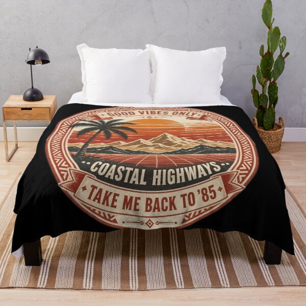 Item preview, Vintage 80s Coastal Highways Good Vibes Retro Badge designed and sold by RetroWaveDesign.