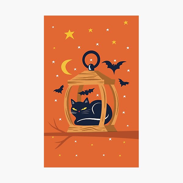 Aperçu de l'œuvre Lanterne de chat noir d'Halloween créée et vendue par IvysCreativityHouse.