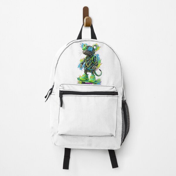 Item preview, Cyberpunk Gamer Mouse Skateboarding RGB Tech Art Print designed and sold by  One City Two Children Studio.