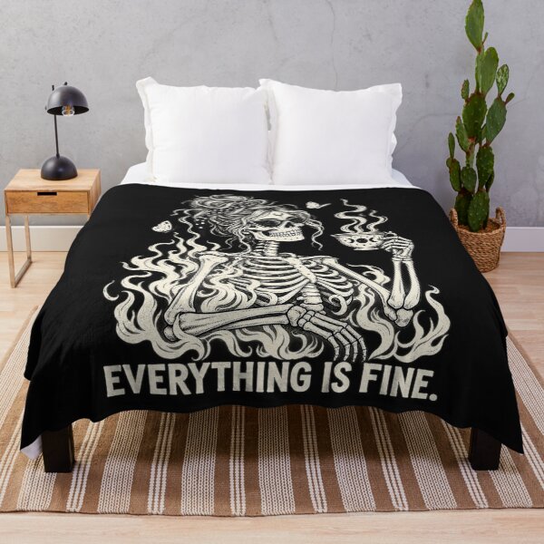 Item preview, Everything Is Fine Skeleton Coffee On Fire Funny Sarcastic Graphic designed and sold by CarlaKaise.