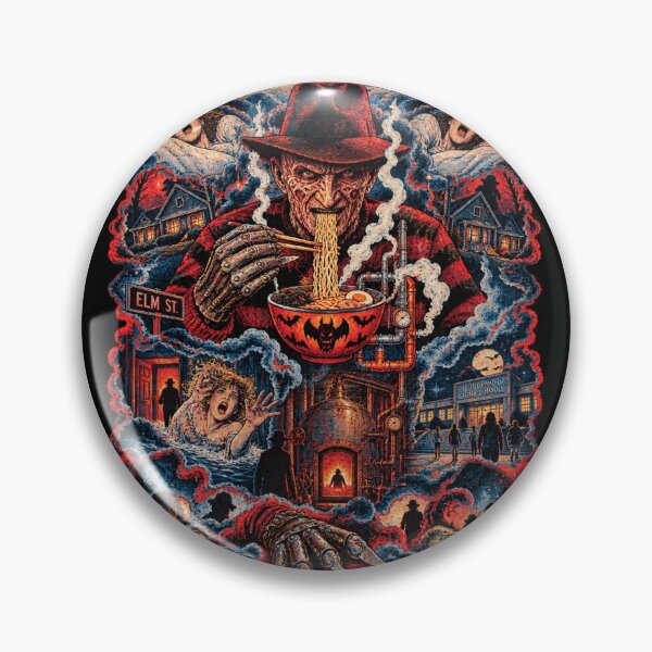 Item preview, Burned Hat Claw Glove Dream Slasher Eating Ramen - Vintage Nightmare Horror Collage designed and sold by BRTHRCNK01.