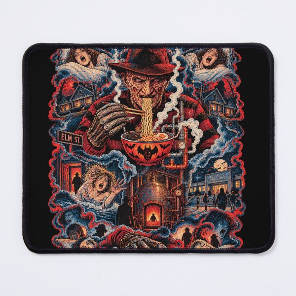 Item preview, Burned Hat Claw Glove Dream Slasher Eating Ramen - Vintage Nightmare Horror Collage designed and sold by BRTHRCNK01.