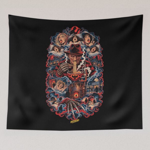 Item preview, Burned Hat Claw Glove Dream Slasher Eating Ramen - Vintage Nightmare Horror Collage designed and sold by BRTHRCNK01.