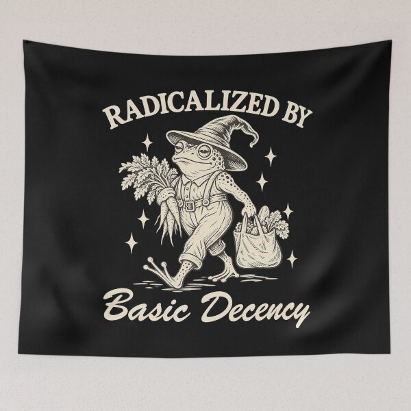 Item preview, Radicalized By Basic Decency Funny Cottagecore Frog Gardening Graphic designed and sold by CarlaKaise.