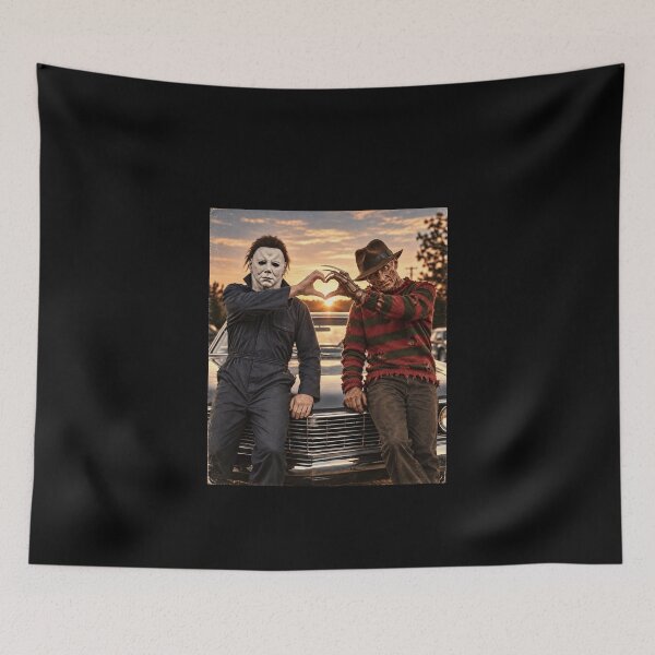 Item preview, Freddy Krueger Tshirts Freddy-Krueger And Michael-Myers Making A Heart Horror Movie designed and sold by welshverniceABC.