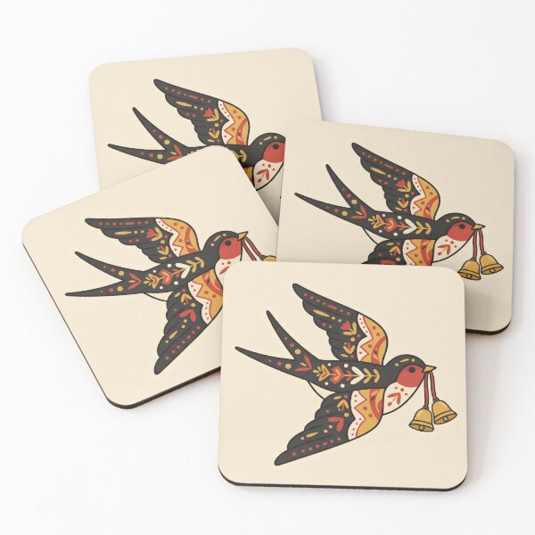 Item preview, Folk Art Swallow with Golden Bells designed and sold by Rariks.