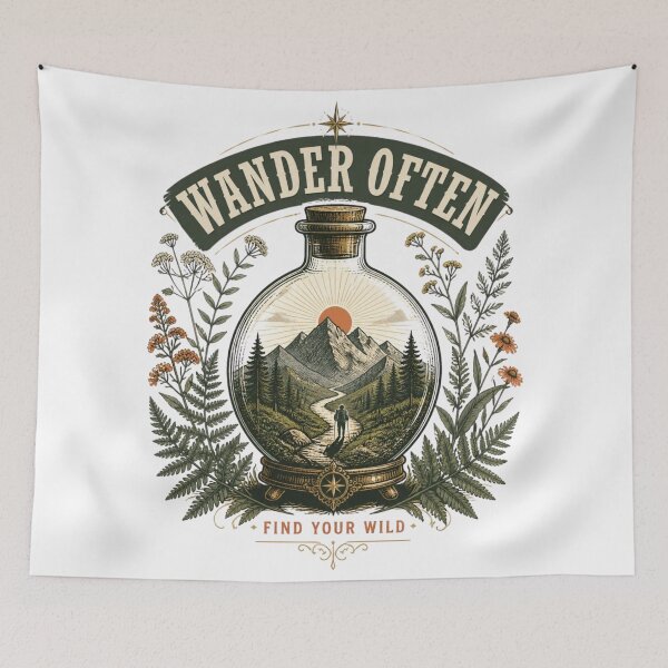 Item preview, Wander Often Mountain Adventure Vintage Art designed and sold by GenZStickerHub1.