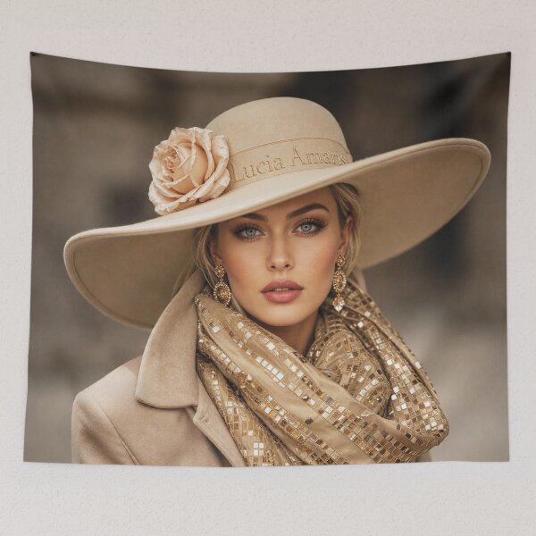 Item preview, Elegant Fashion Portrait of Woman in Luxury Hat designed and sold by Lucia Amaris Art.