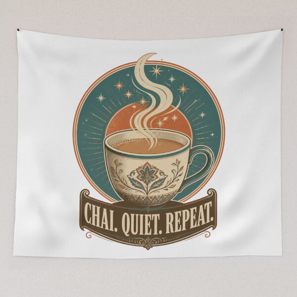 Item preview, Chai Quiet Repeat Cozy Tea Vintage Illustration designed and sold by GenZStickerHub1.