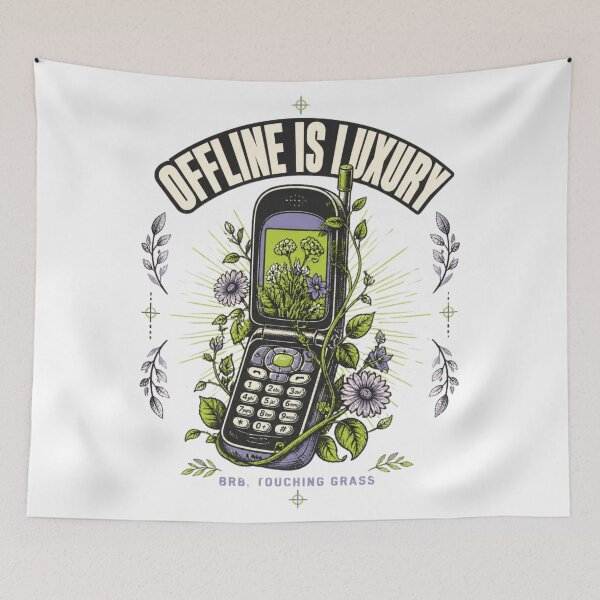 Item preview, Offline Is Luxury Retro Phone Botanical Art designed and sold by GenZStickerHub1.