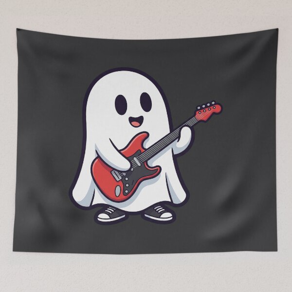 Item preview, Cute Ghost Playing Electric Guitar designed and sold by Rariks.