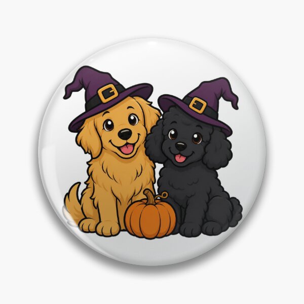 Item preview, Witchy Dog Besties Golden Retriever and Poodle Halloween Sticker Art designed and sold by wildsilencee.
