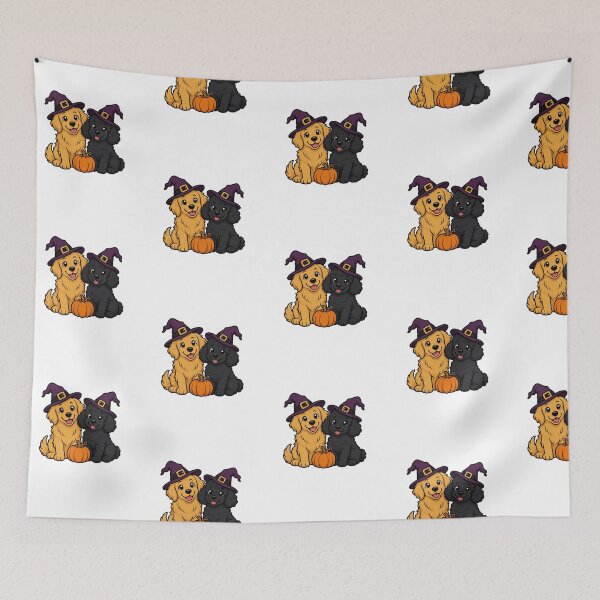 Item preview, Witchy Dog Besties Golden Retriever and Poodle Halloween Sticker Art designed and sold by wildsilencee.