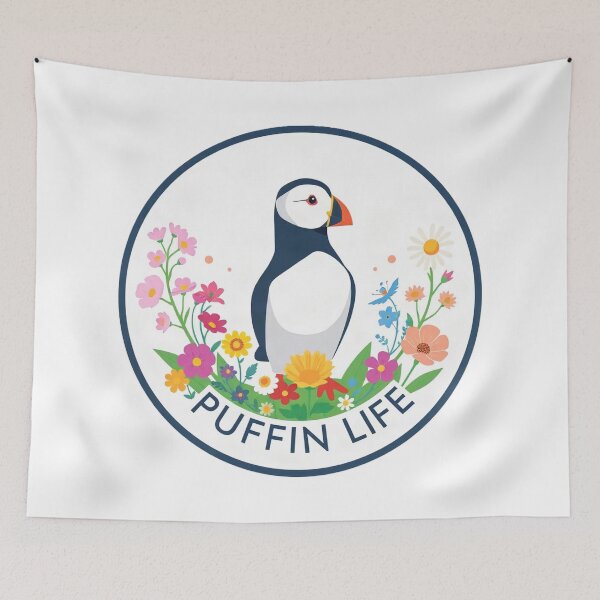 Item preview, Cute Puffin Bird Floral Illustration designed and sold by Arc2020.