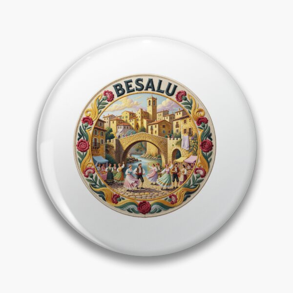 Item preview, Besalu Spain Catalonia Medieval Bridge Town Embroidered Patch Sticker designed and sold by Imaginarium of Chaos falcon88 .