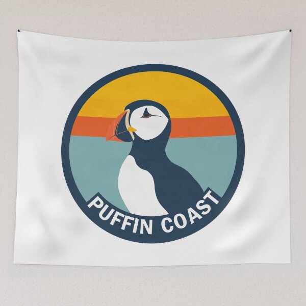 Item preview, Retro Vintage Puffin Sunset Badge designed and sold by Arc2020.