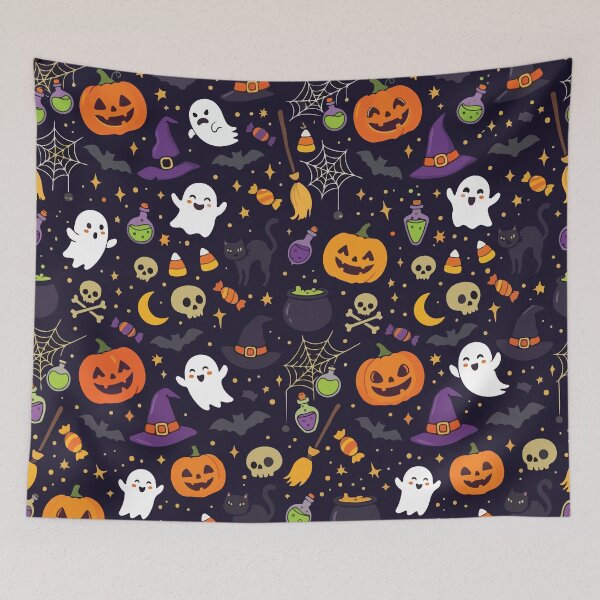 Item preview, Cute Halloween Magic Night Pattern Ghost Witch Cat designed and sold by BrownHorse90s.