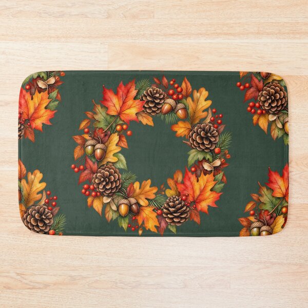 Item preview, Autumn Woodland Wreath with Leaves, Pinecones & Acorns designed and sold by blankTeeShirt.