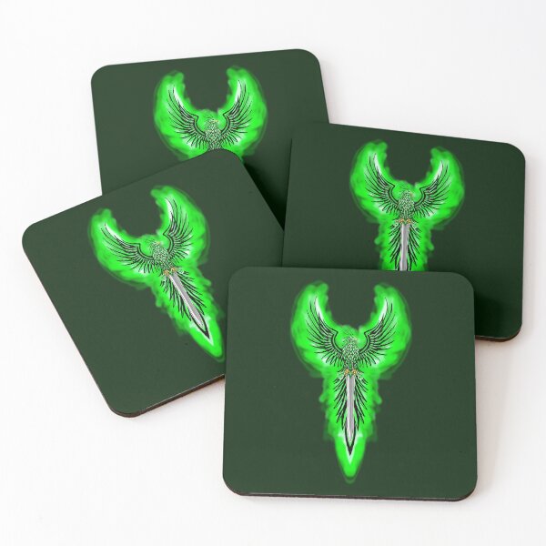 Item preview, Majestic Vertical Green Phoenix with Flaming Sword Crest designed and sold by URSM.