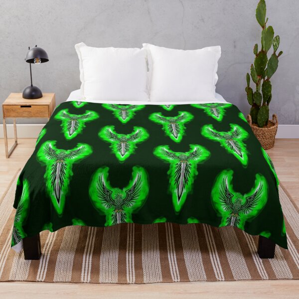 Item preview, Majestic Vertical Green Phoenix with Flaming Sword Crest designed and sold by URSM.