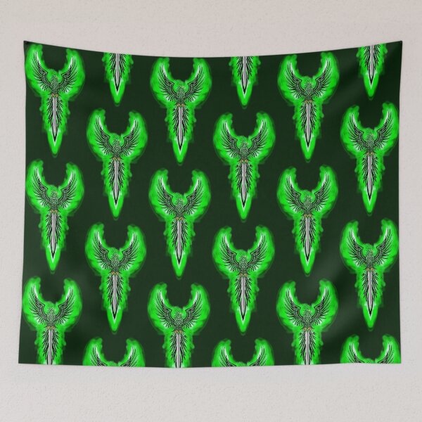 Item preview, Majestic Vertical Green Phoenix with Flaming Sword Crest designed and sold by URSM.