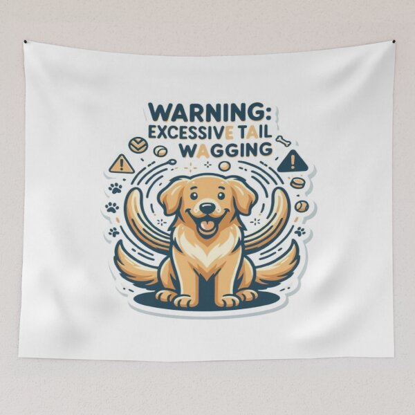 Item preview, Warning: Excessive Tail Wagging – Funny Golden Retriever designed and sold by ClaussShop.