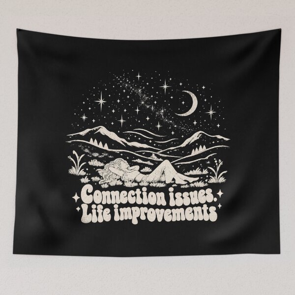 Item preview, Connection Issues, Life Improvements – Retro Starry Night Hippie designed and sold by NomadIdeasCo.