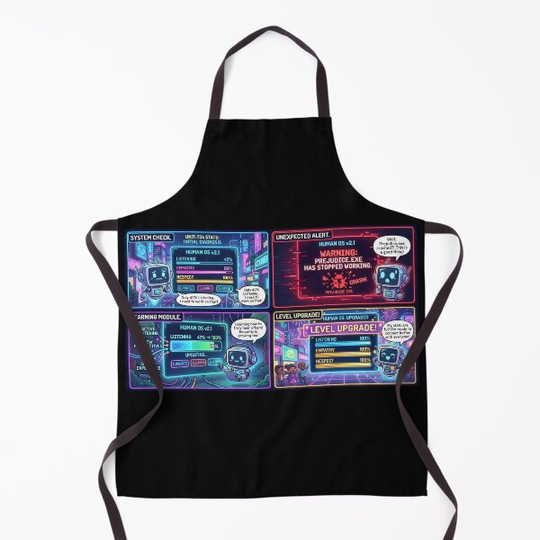 Item preview, Cute cyberpunk robot improves human empathy statistics in neon comic designed and sold by Mianku | Für das Leben.